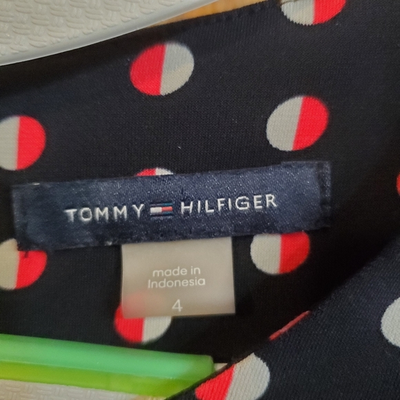 Tommy Hilfiger polka-dot shift dress blue red and white stretch polyester size 4 - Picture 5 of 10